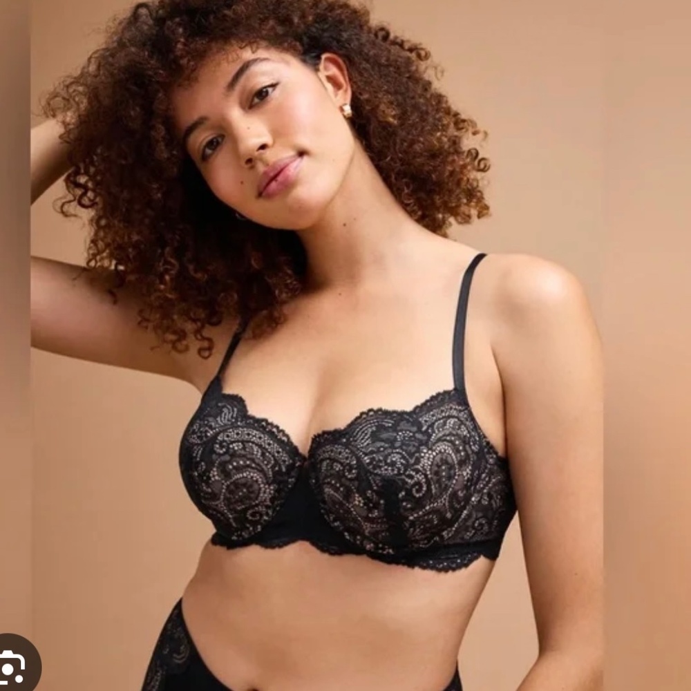 Thirdlove 24/7 black lace balconette bra — size 34 A 1/2